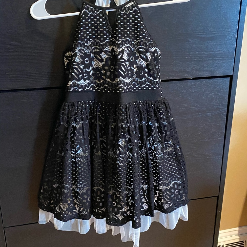 Black Lace Sequin Hearts Dress